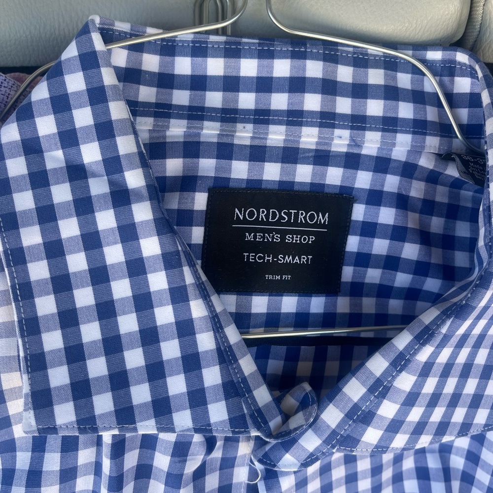 Big & Tall Nordstrom Men's Blue Checkered Shirt